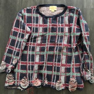 Wildfox Plaid Print Oversized Sweater